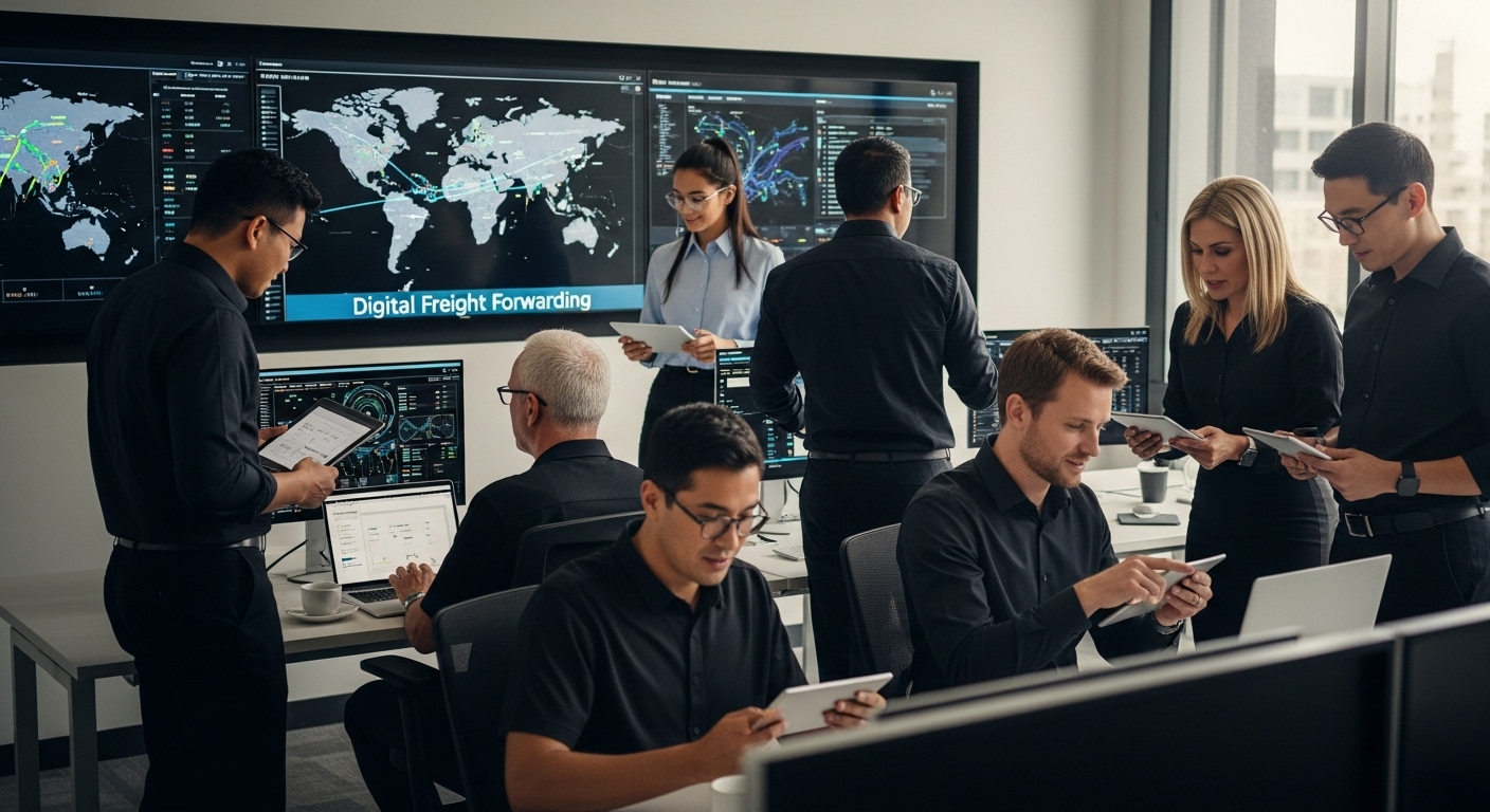 digital freight forwarding teamwork