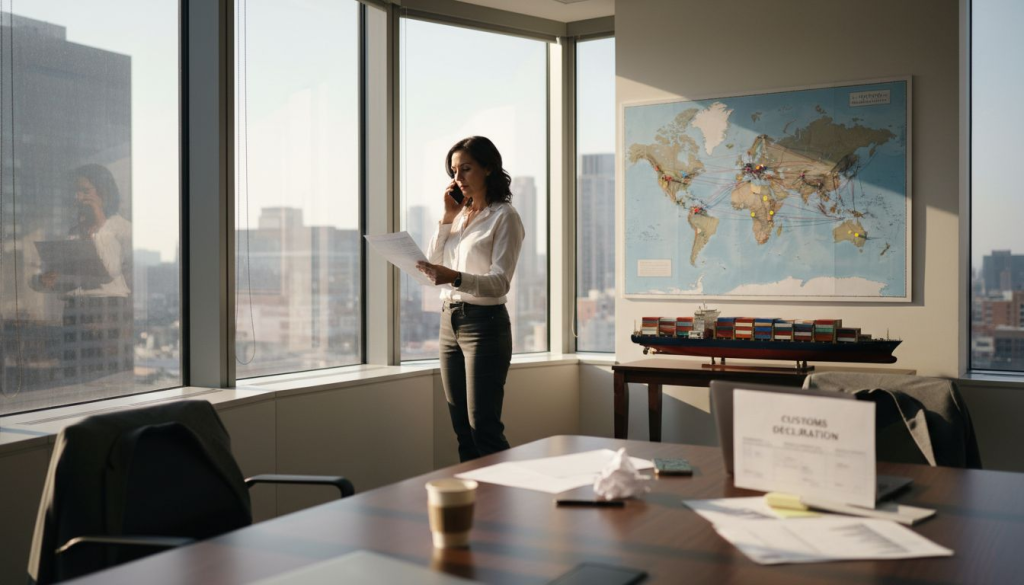 Manager overlooking supply chain global logistics