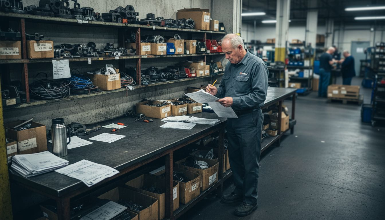 Factory supervisor reviewing disrupted shipping manifest