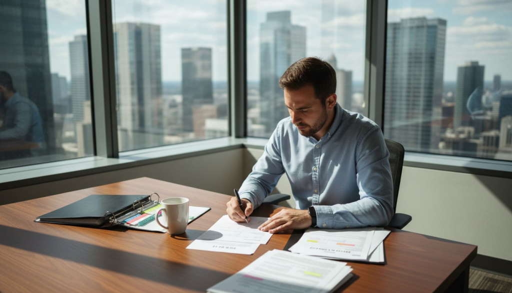 Logistics worker completing U.S. import customs form