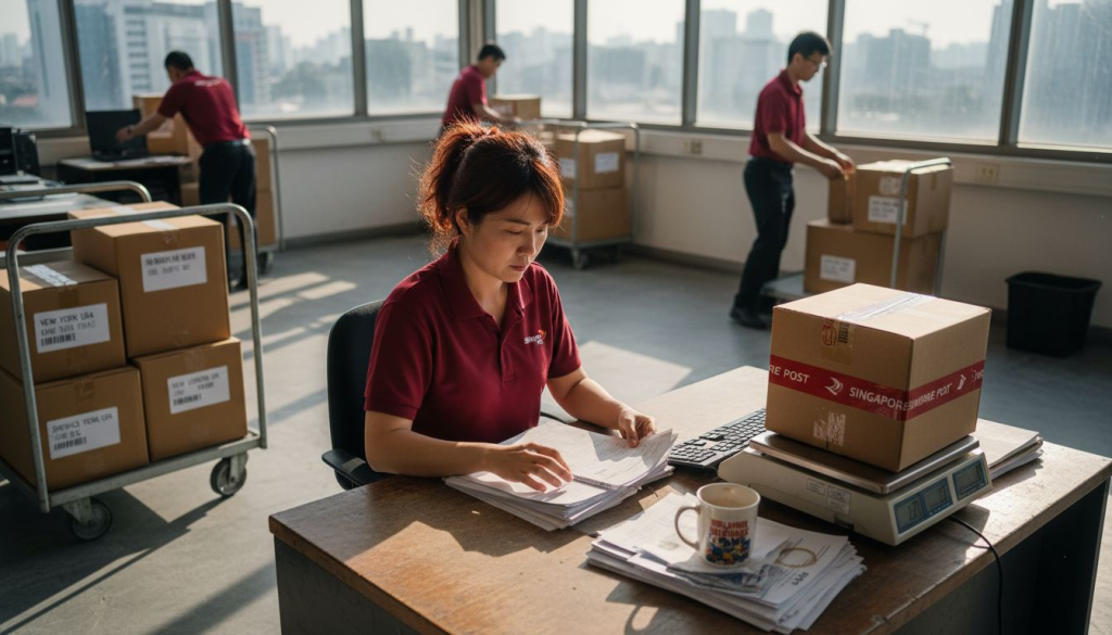 Logistics coordinator reviewing international shipping documents