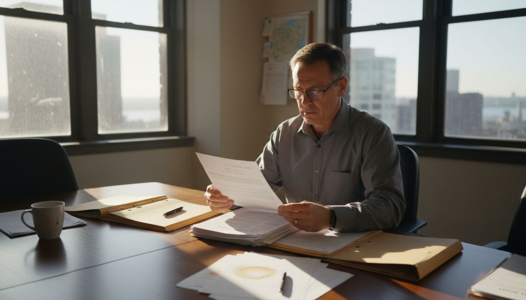 Manager reviews Bill of Lading documents