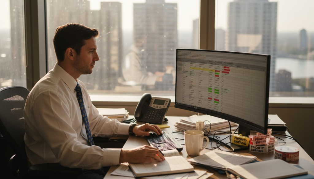 Customs manager reviews ISF paperwork