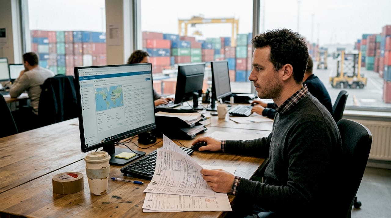 Logistics coordinator monitors international shipments