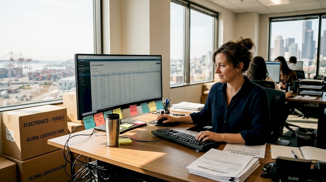 Coordinator planning electronics export shipment