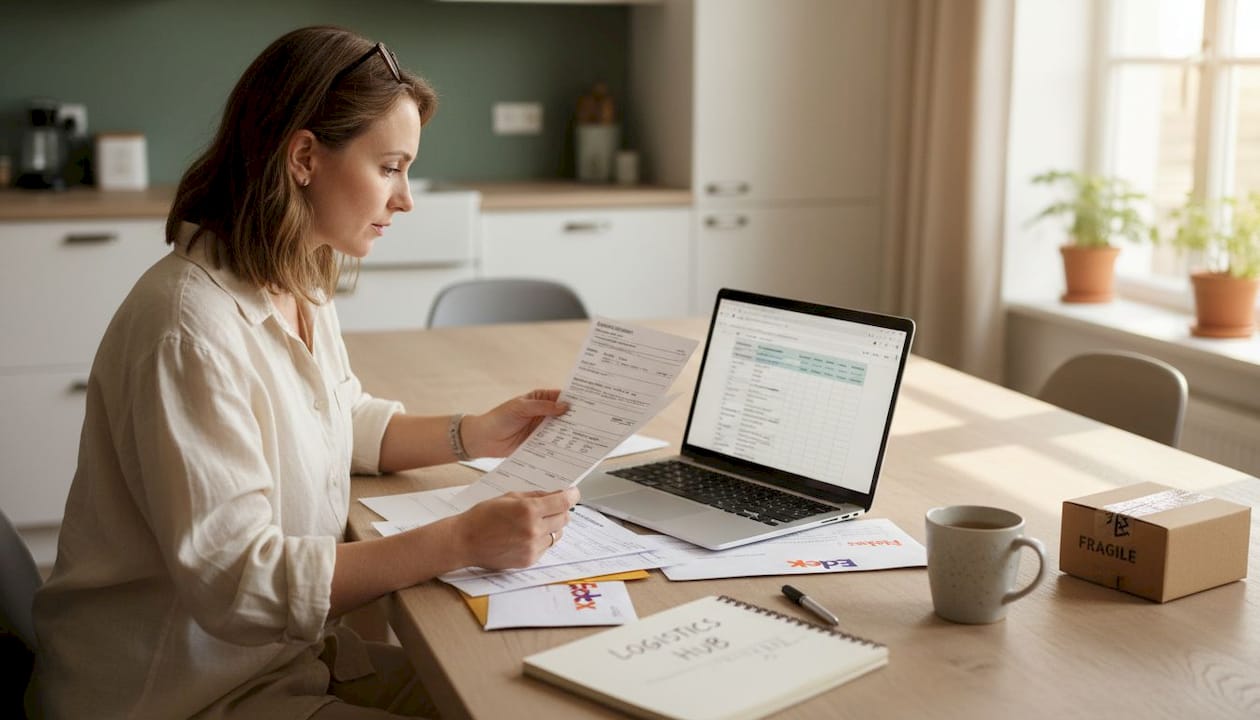 Logistics manager reviewing shipping paperwork