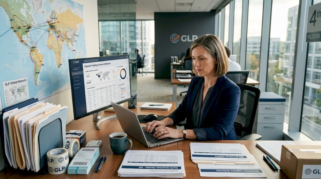 Logistics manager reviewing shipment delays