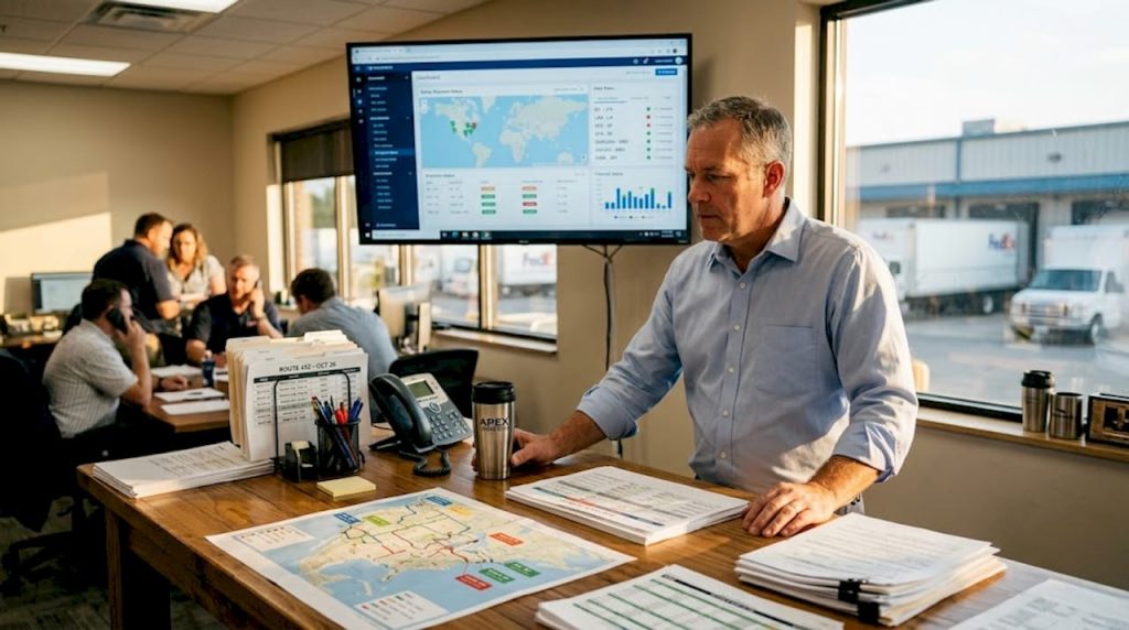 Logistics manager overseeing expedited trucking
