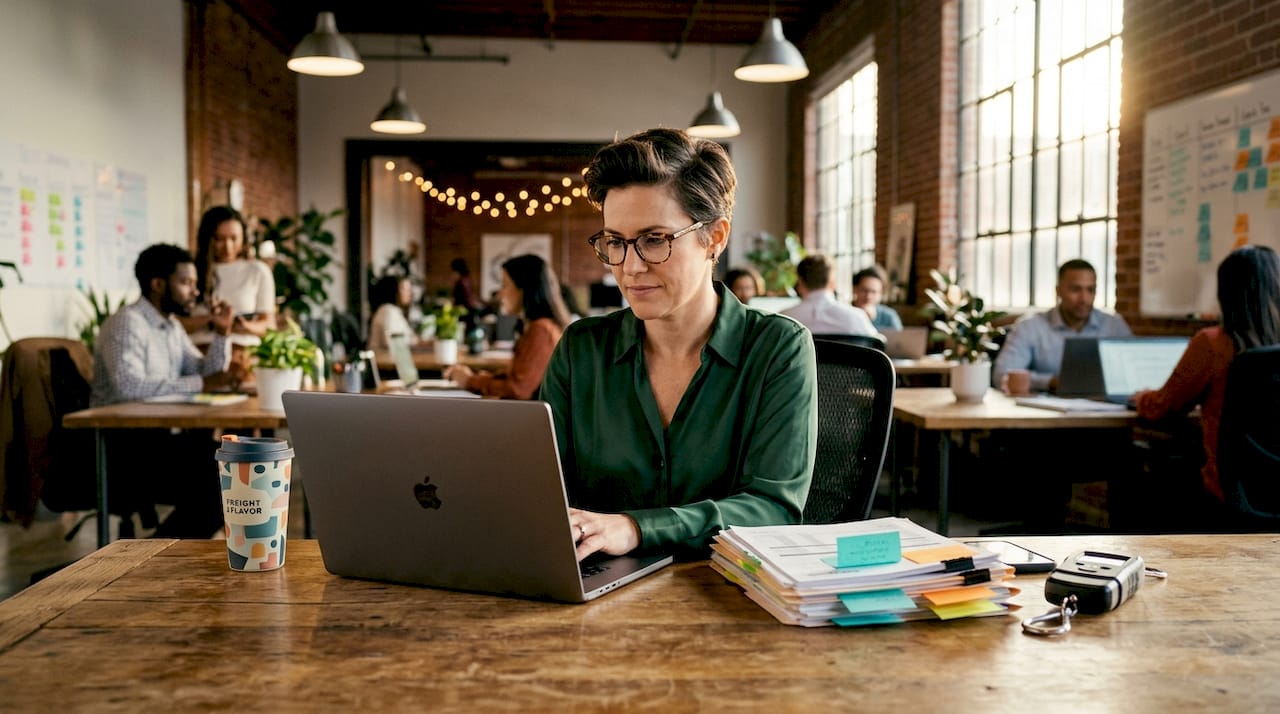 Logistics manager reviews freight surcharge invoice