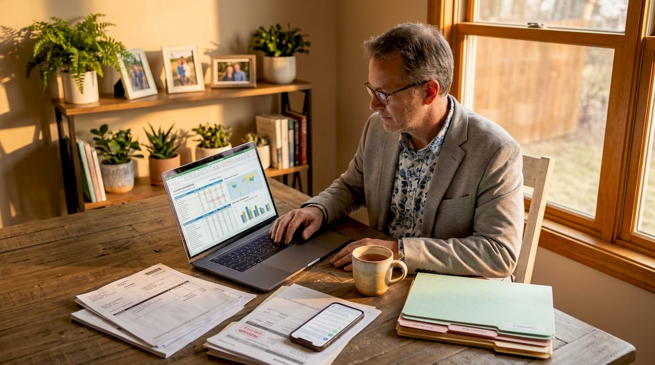 Supply chain manager working at desk