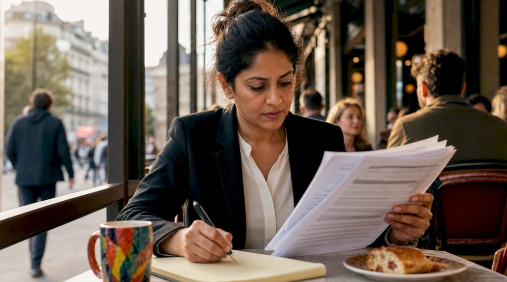 Woman reviewing customs compliance documents