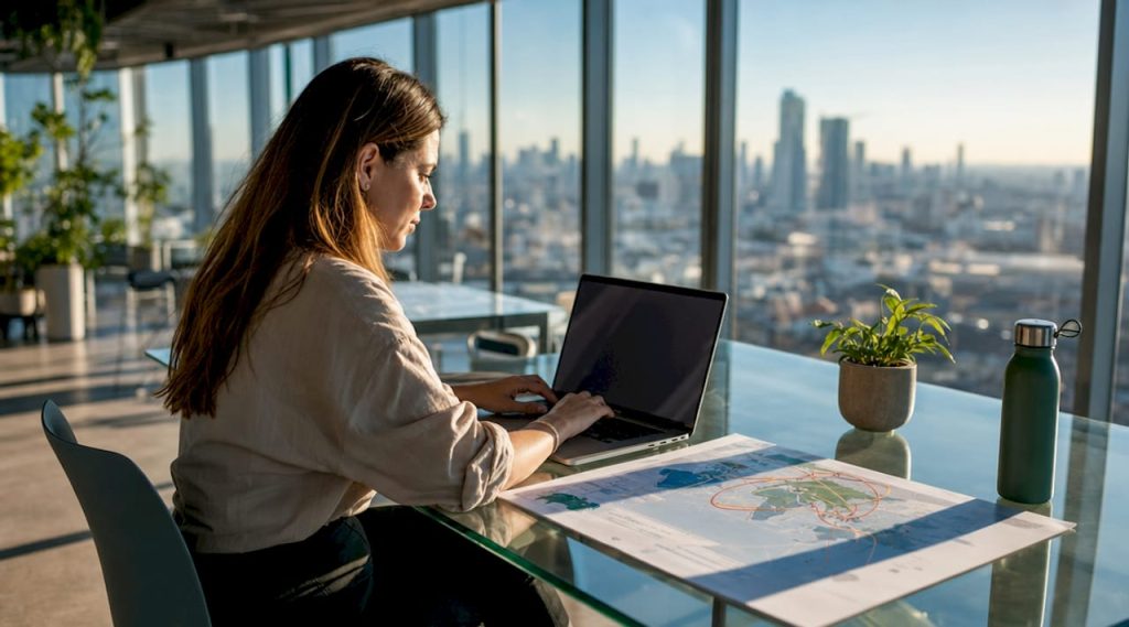 Logistics professional working on EDI shipment tracking