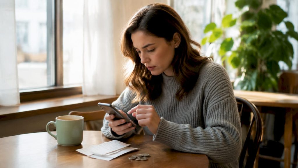 Woman using smartphone to track delivery