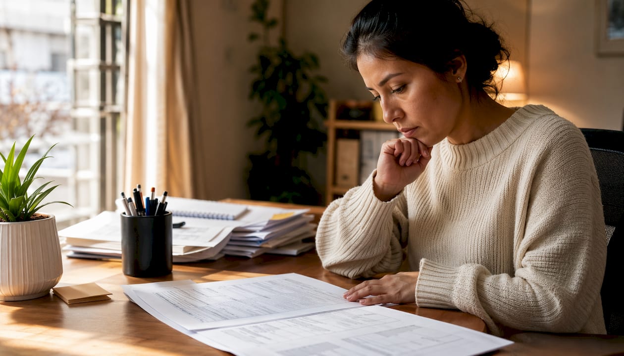 Hands holding customs broker application form on table