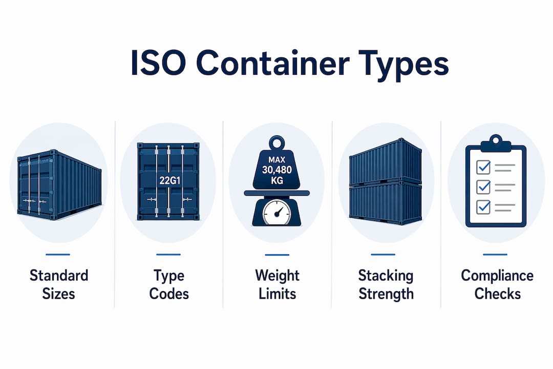 Infographic illustrating ISO container types hierarchy