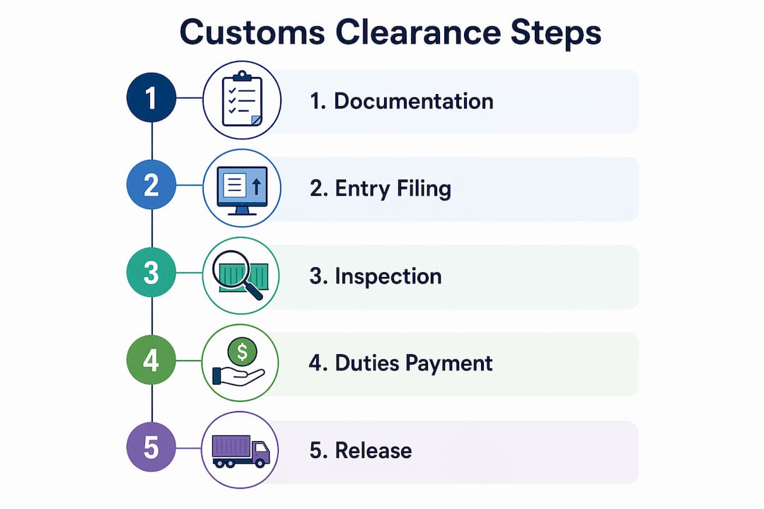 Infographic showing customs clearance steps