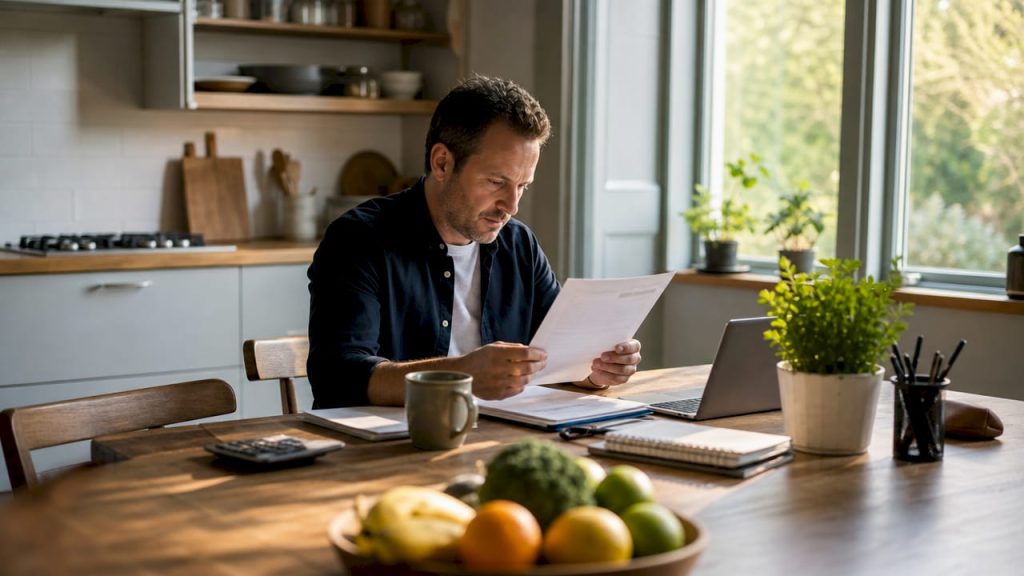 Man reviewing a non-negotiable bill of lading at desk