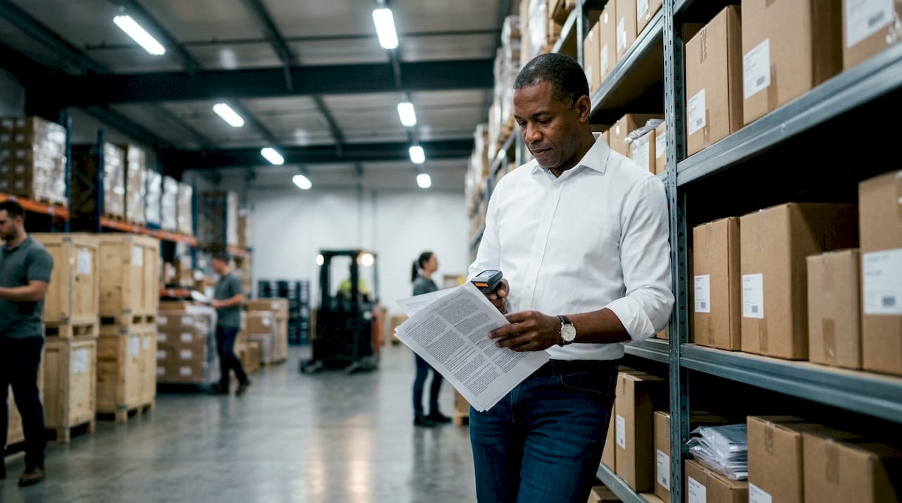 Man reviewing CIF shipping documents