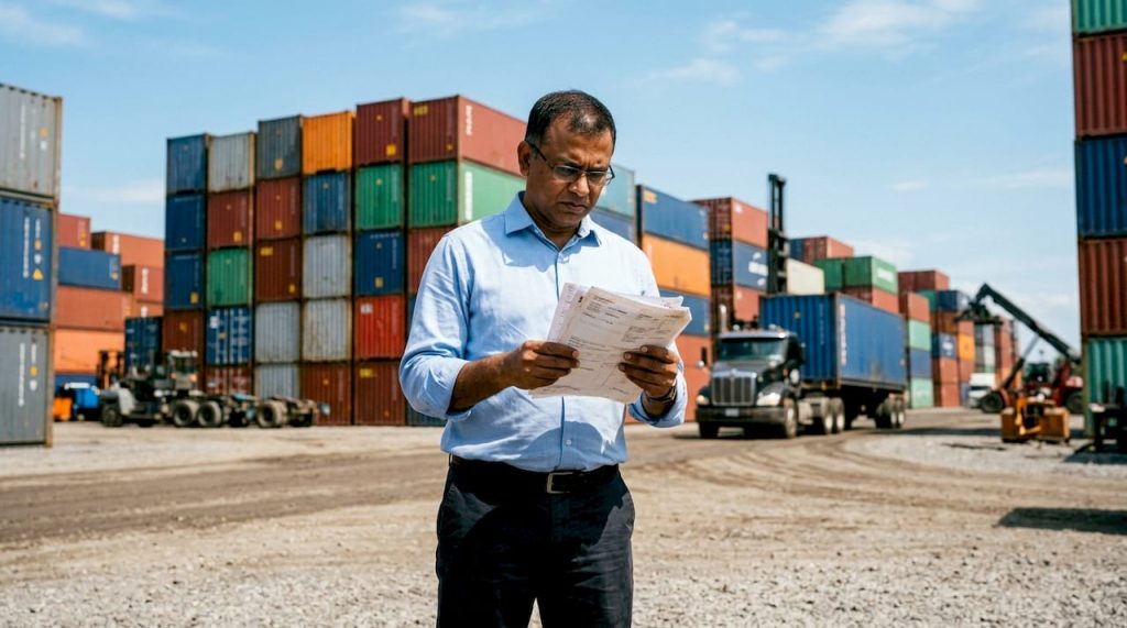 Man coordinating international car shipping paperwork