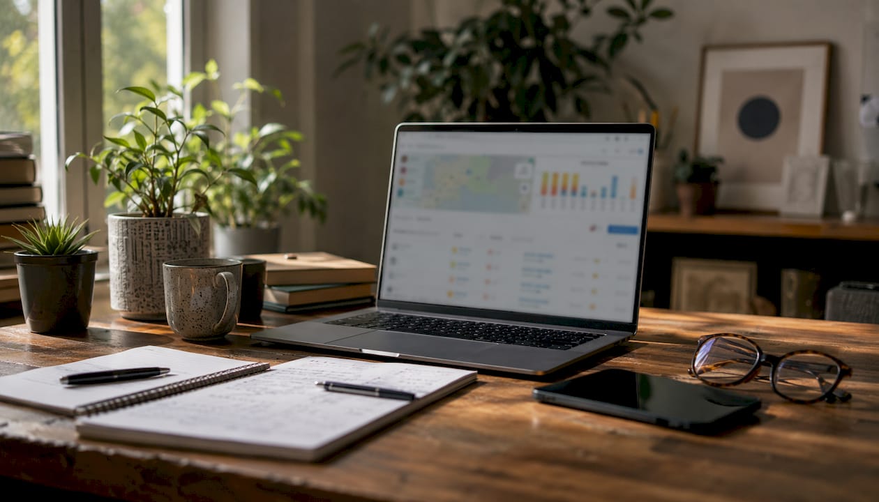 Blurred laptop showing freight matching platform