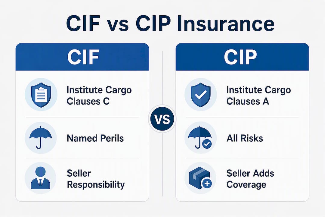 Infographic comparing CIF and CIP insurance coverage