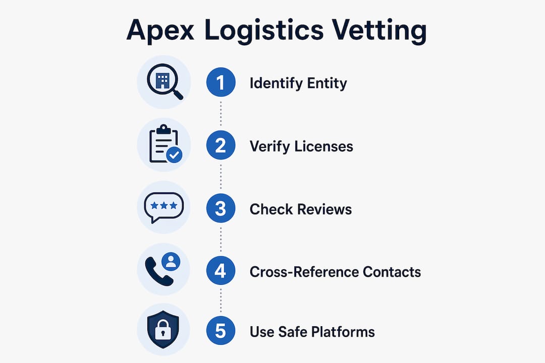 Infographic showing Apex Logistics vetting steps