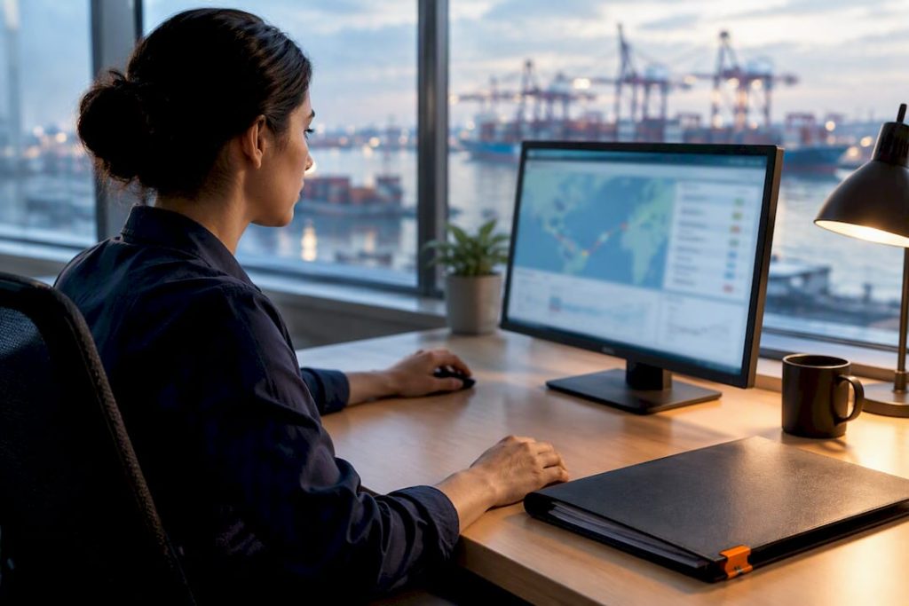 Shipper checking bill of lading tracking status