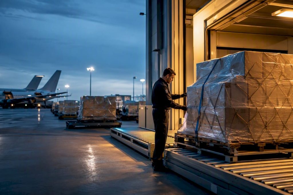 International freight at customs terminal