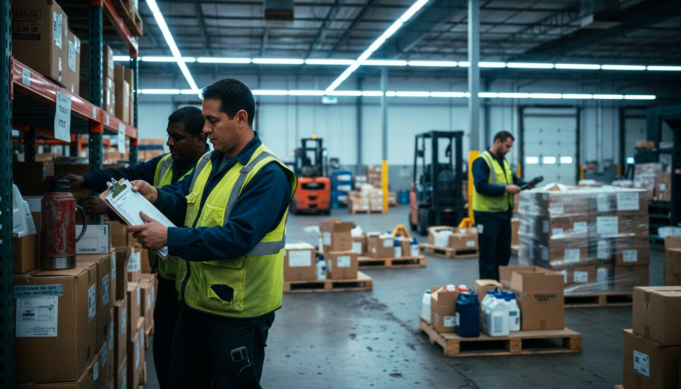 Warehouse team processing inventory in FTZ
