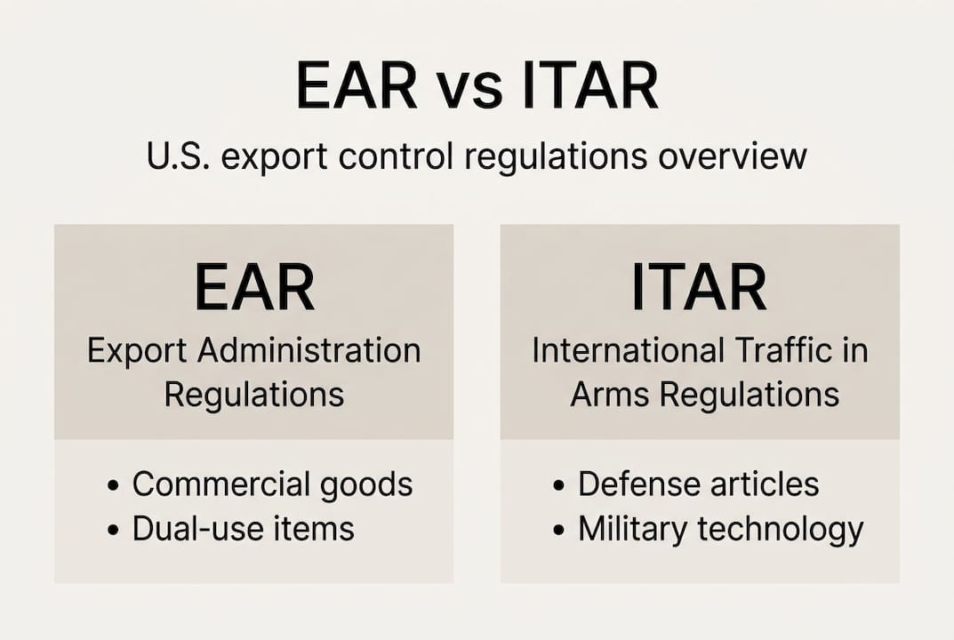Infographic comparing EAR and ITAR rules